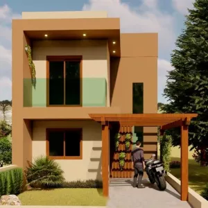 Fachada do sobrado em construção