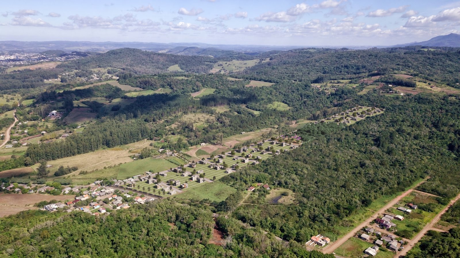 vista aérea simulação loteamento